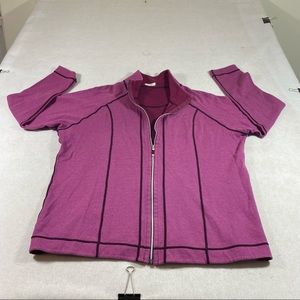 Sweater XL Woman’s Reversible Full Zip Sweatshirt Jacket Wine Black Long Sleeve